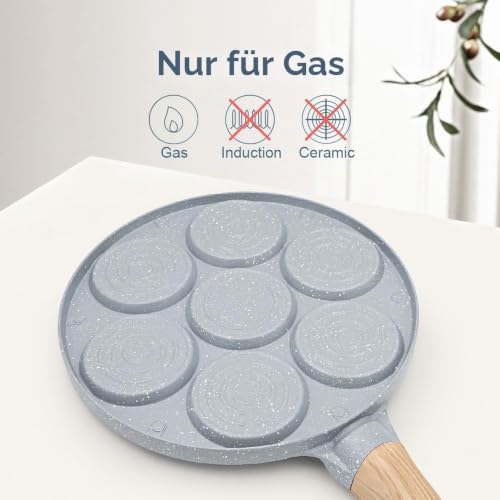 RANX INGST 7-Loch-Pancake-Pfanne mit Abnehmbarem Griff, Blau – Ansicht 4