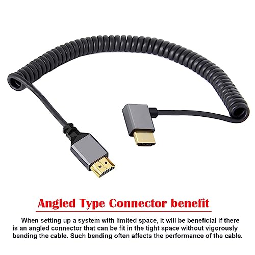 NFHK HDMI 2.0 Male to HDMI Male 4K 60hz Stretch Coiled Cable Left Angled 90 Degree for HDTV Computer Laptop Monitor - Image 2