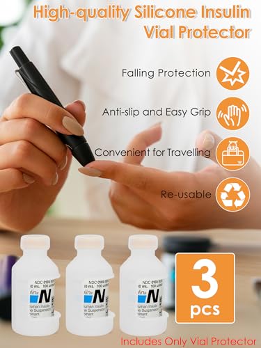 Image of YOUSHARES Insulin Vial Cover Insulin Bottle Protector - Silicone Protective Case for 10ml Short Insulin Vials, Durable Vial Case, Soft and Flexible Diabetes Vial Care