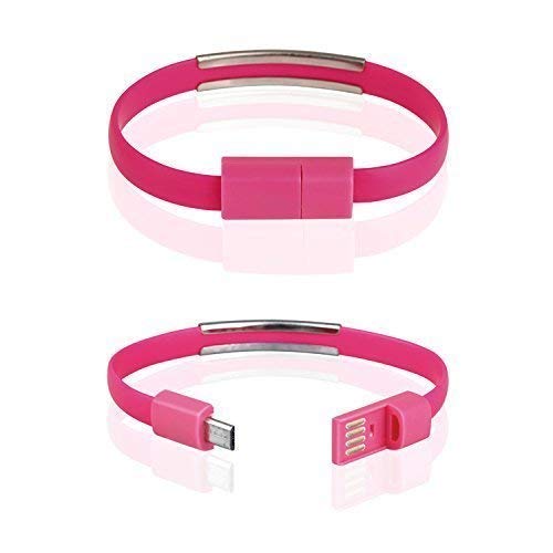 con Estilo Pulsera Cargador Micro USB para Samsung, LG, Huawei, Sony en Fucsia