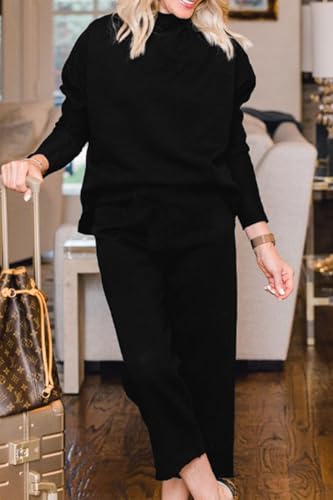 Feager Two Piece Sweat Sets Outfits Fall Fashion Casual Trendy Lounge Sweatsuits Cozy Knit Sweat Loungewear Set2