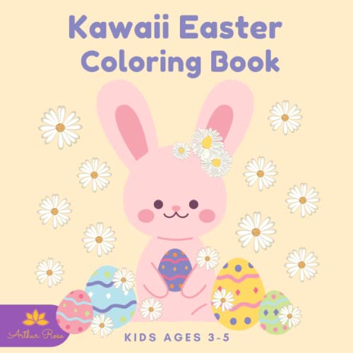 Kawaii Easter Coloring Book: Cute Easy Pictures with Bunnies, Eggs, Chicks, Flowers, Gnomes, Sheep for Kids Ages 3-5