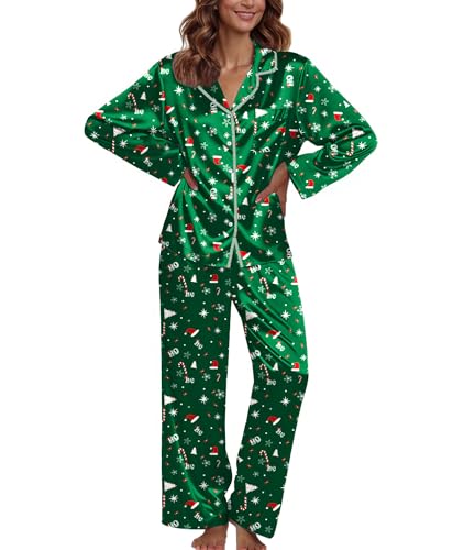 Image of Ekouaer Pajamas For Women Set Silk Pjs 2 Piece Satin Sleepwear Long Sleeve Button Down Lounge Sets With Pant