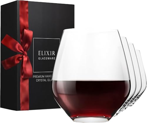Elixir Glassware Stemless Wine Glasses, 4-pack, 18 oz