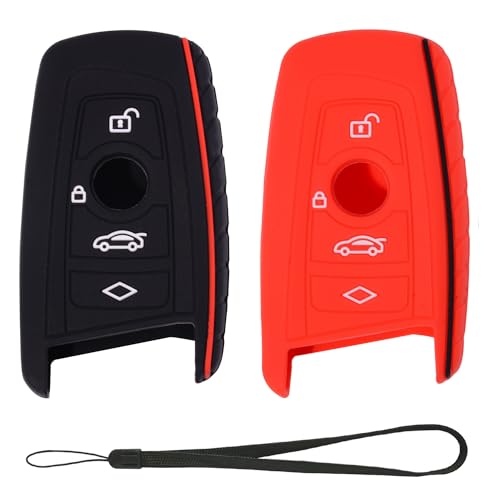 Coque de protection clé BMW en silicone rouge élégant avec dragonne pour un style au quotidien