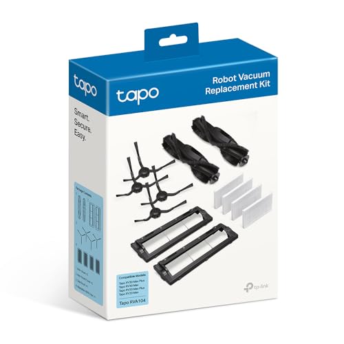 Image of Tapo Robot Vacuum Replacement KIT, Includes Easy to Replace 2x Main Brush and cover, 4x Side Brush, 4x Washable HEPA Filter, Compatible with RV30 Max and Plus, RV20 Max and Plus