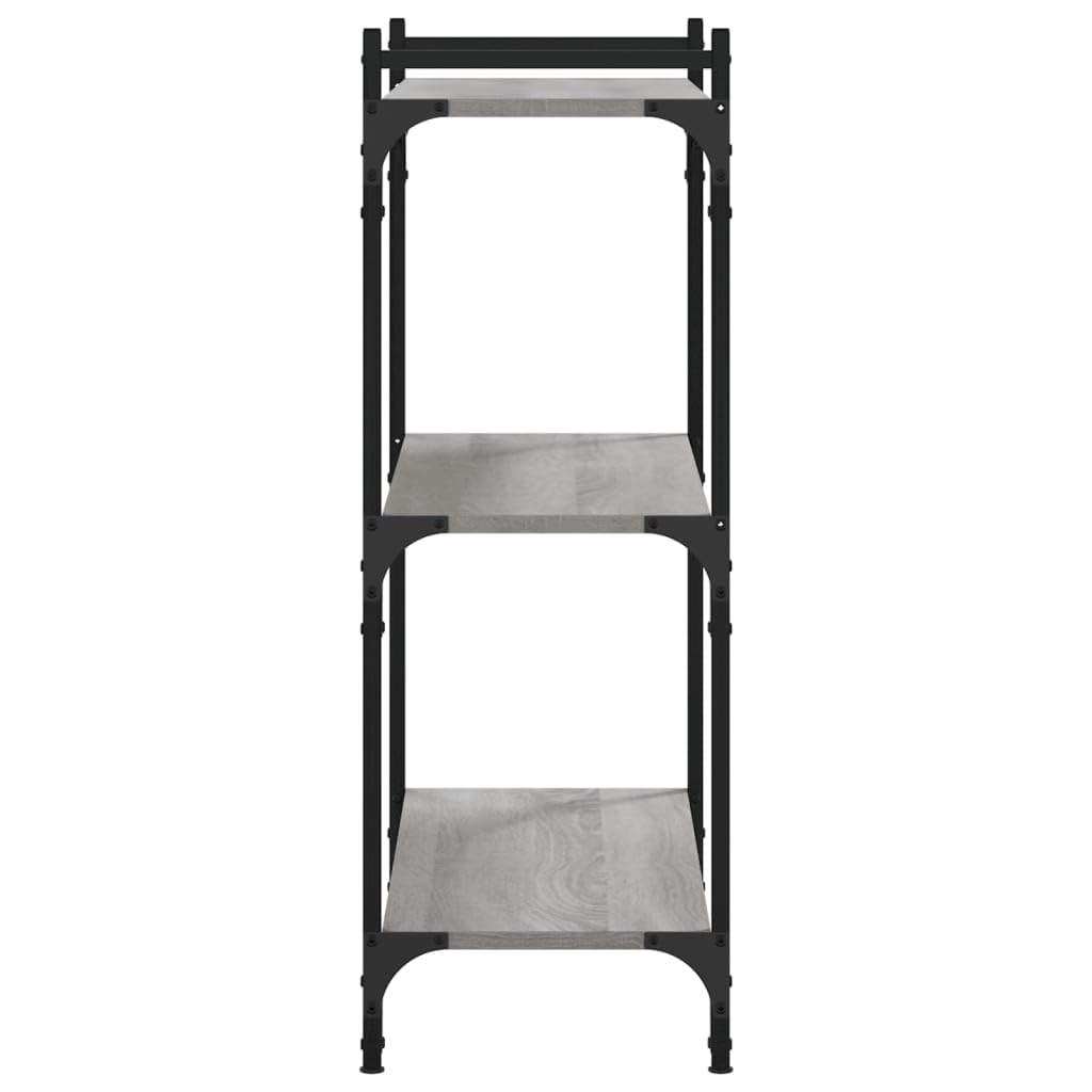 Libreria a 3 ripiani, grigio sonoma, 80 x 30 x 86 cm, in legno e metallo, divisorio per soggiorno e studio