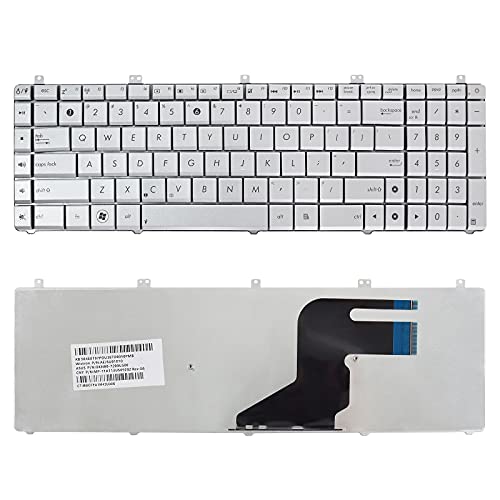 SUNMALL Replacement Keyboard Compatible with Asus N55 N55S N55SF N55SL N57 Silver No Frame US Layout
