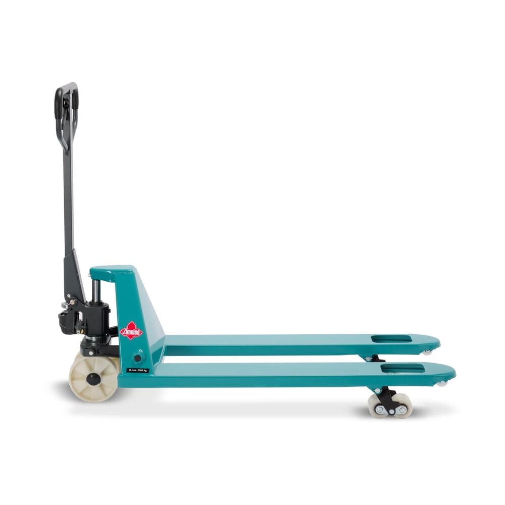 Ameise Hubwagen PTM | 2.500 kg Tragkraft | 1.150 mm Gabellänge | Lenkrad/Gabelrolle aus verschleißarmen Nylon | Tandem-Gabelrollen | Palettenhubwagen