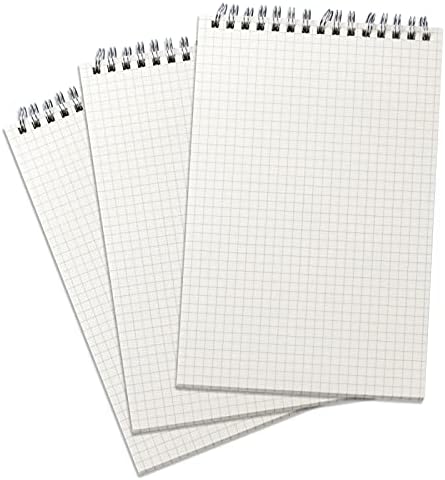 Spiral Notebooks, Steno Pads Wirebound Memo Notepads, Moisture Resistant PP Cover, 5.4" x 8.5", 3 Pads/Pack, 68 Sheets/Pad(Grid)