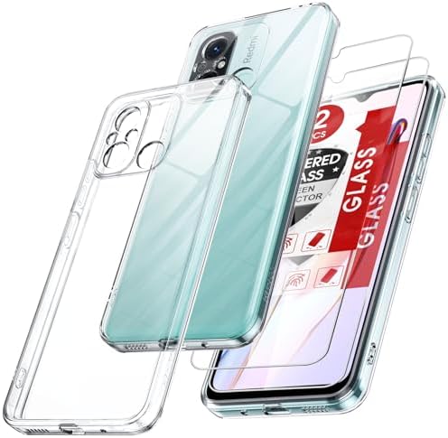 LeYi Custodia Per Xiaomi Redmi 12C/12/11A Con Supporto Ad Anello Metallico, Inclusi 2 Vetri Temperati E 2 Pellicole Fotocamera, Rossa - 5