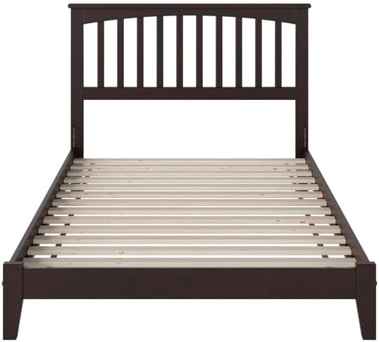 HomeStock Retro Relaxation Platform Bed with Open Footboard, Stunning Classic Design Slats, Elegant Headboard, Ideal for Stylish Bedrooms Twin/Walnut