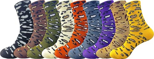 Image of Animal Print Crew Socks Trendy Pattern Quartz Socks Leopard Printed Dress Socks for Women, Men