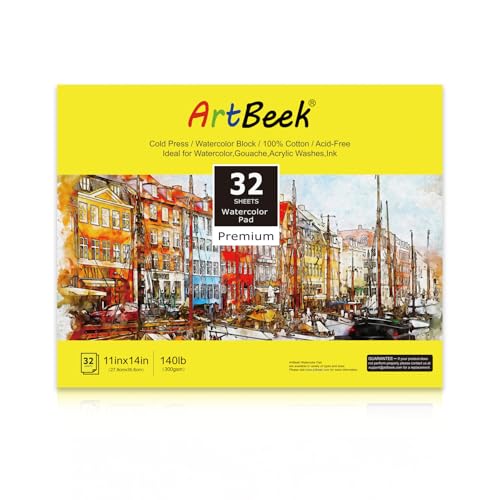 ArtBeek Watercolor Paper Block,11" x 14" Watercolor Block 32 Sheets