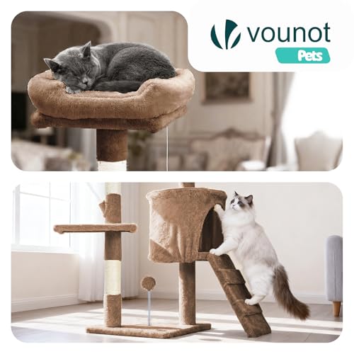 Arbre à chat hauteur 112cm vounot multi niveaux marron pour grimper