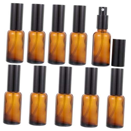STOBAZA 10 piezas Botellas de Vidrio para Cosméticos Spray Pulverizador de Niebla Fina Envases Rellenables y Reutilizables para Perfume y Emulsión Pack de Unidades Color Marrón para Viaje