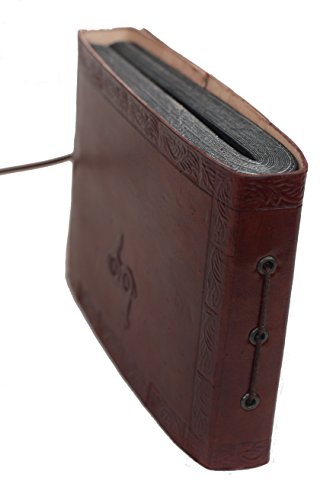Small Buffalo Leather Photo Album * The Flame of Life * Peacock Vintage Black Pages Handmade