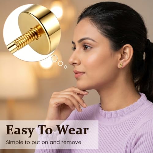 Image of SANNIDHI 10 Pairs Earrings Set for Women Small Stainless Steel Studs | Gold Rhinestones Star Helix Earring Hypoallergenic Dainty Hearts Cartilage Earrings Combo for Multiple Piercing