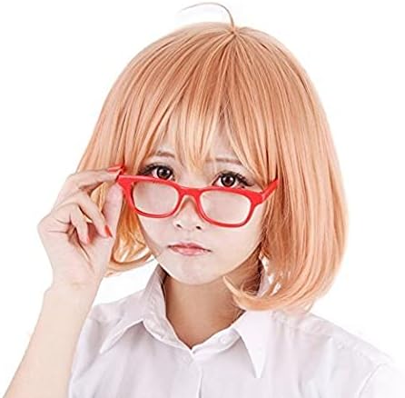 Anime Kyoukai No Kanata Kuriyama Mirai Cosplay Wig For Women/Girls Halloween,Party,Stage,Play Short Synthetic Pear Hair Wig And Glasses