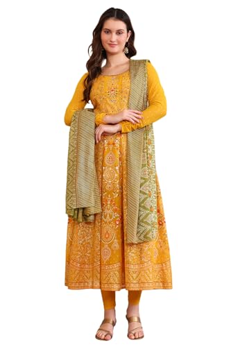 Kurta pour femme imprimé floral droit Aurelia jaune : la tenue idéale pour vos célébrations