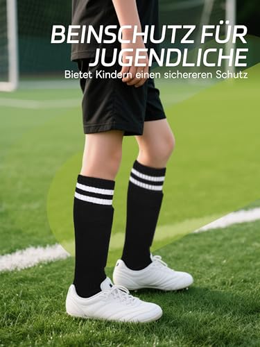 VZV Schienbeinschoner Kinder Fussball, Stutzen Kinder Fußball mit Antirutsch-Bündchen zum Einstecken Schienbeinschoner Fußball Herren Schwarz M