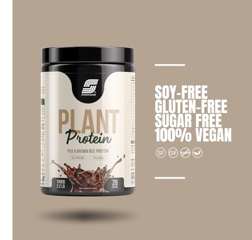 Image of Sparkfusion Plant Protein Powder Isolated Pea & Brown Rice Protein 25 gm Protein Easy To Digest Triple|Chocolate Flavour 1 kg