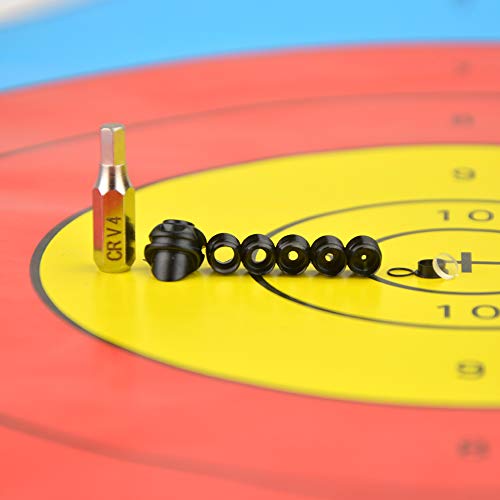 Sharrow Archery Peep Sight 37/45 Degree Aluminum Alloy Hooded Peep Sights Set Five Pack 3/64" 3/32" 1/32" 1/16" 1/8" Inner Core Kit (Black, 45 Degree B Lens) #TOP2