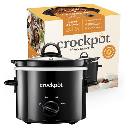 Crock-Pot Slow Cooker | Removable Easy-Clean Ceramic Bowl | 1.8 L Small Slow Cooker (Serves 1-2 People) | Energy Efficient | Black [CSC080]
