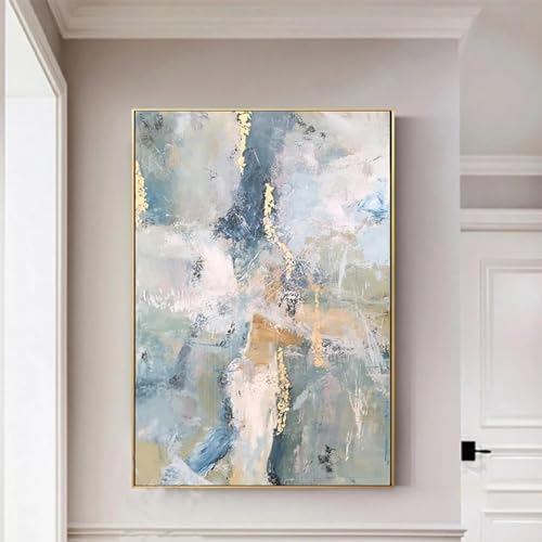 Art mural de prestige peinture abstraite et feuille d'or avec cadre encadré