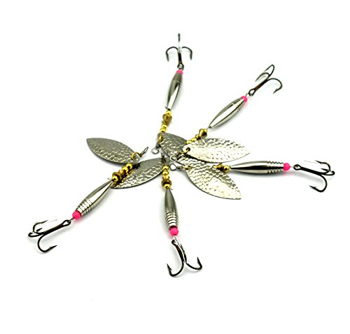 LENPABY 5PCS Lures Spinners,Spinnerbaits, Metal Fishing Spoons Bait 9.7cm Blade Spinner Baits11g Sequin Fishing luresFishing Lures Bass Spoon Crank Bait Saltwater,Freshwate Tackle Hooks