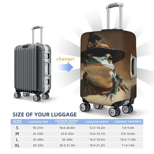 Cute Frog Wearing A Witch Hat Elastic Travel Luggage Covers Dustproof Scratch-Resistant Suitcase Protector Fit 22-24 Inch4