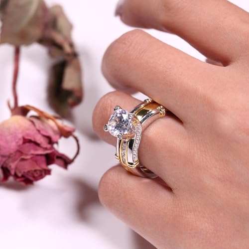 Image of Jeulia Diamond Band Rings for Women cz Sterling Silver Interchangeable Ring Sets Wedding Engagement Anniversary Promise Ring Bridal Sets