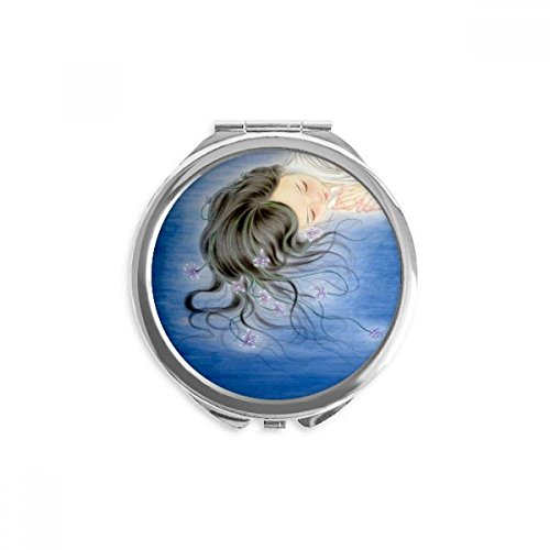 Miroir rond maquillage fait main style chinois style orchid fantasy aux reflets clairs