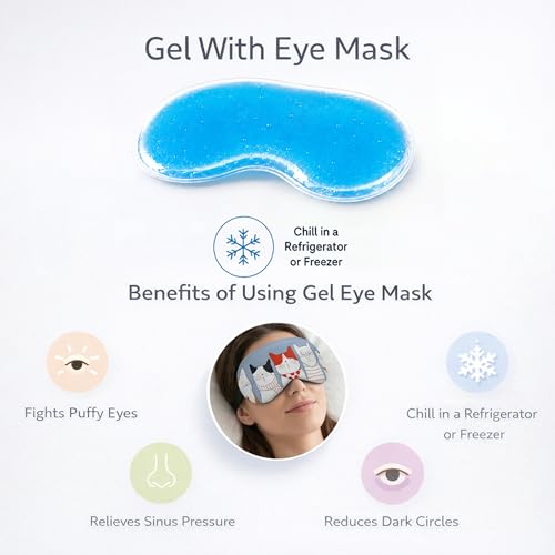 Image of Jenna Cute Gel Sleeping Eye Shade Mask Cover For Insomnia, Meditation, Puffy Eyes And Dark Circles 5 Kitty Blue