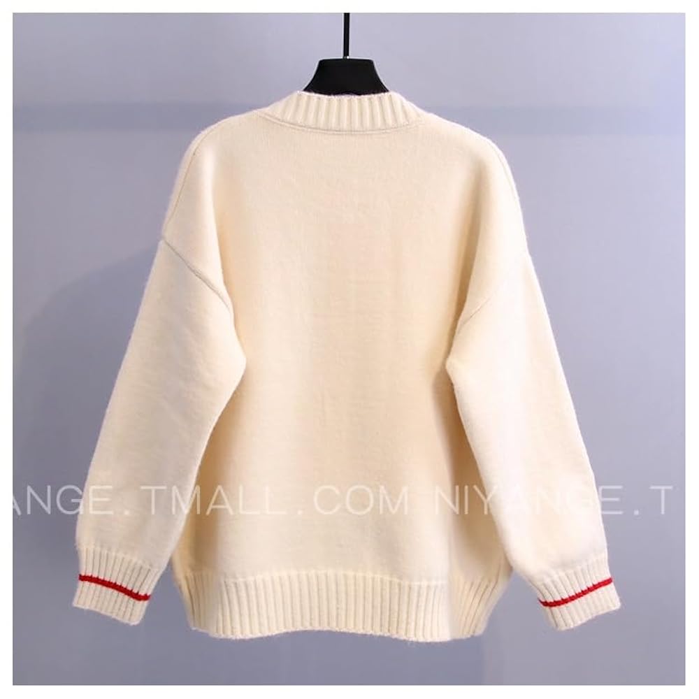 Cute Heart Graphic Cardigan Sweaters for Women Kawaii Cable