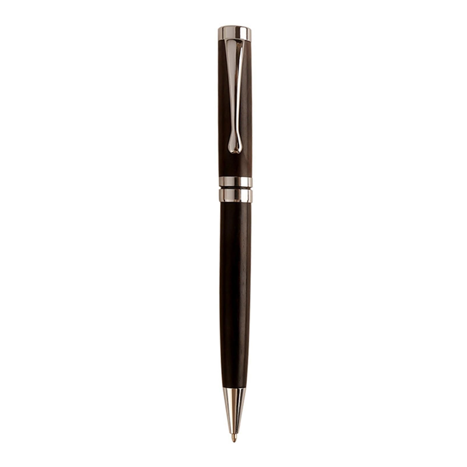 Nvoqilin Silver Black Metal Ballpoint Pen Wood Signing Pen Office Signature Pen Business Gift Pen Twist Open/Close For Office Hotel Reception
