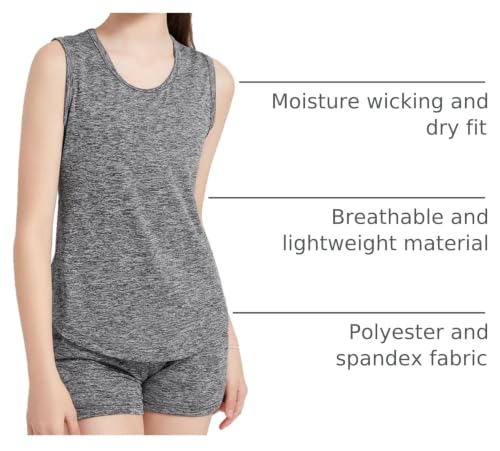 Image of 5 Pack Girls Athletic Tank Tops Active Dry Fit Kids Activewear Basic Sleeveless Dance Top for Yoga Sports
