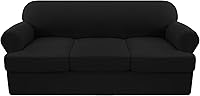 Vista 9 de Funda elástica para sofá con cojín en forma de T, 4 piezas, para sofá con cojín en T, funda de sofá suave, protector de muebles lavable con 3 fundas