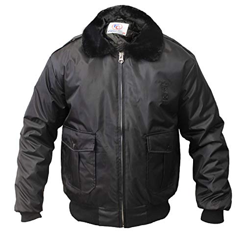 First Class 100% Nylon Oxford Watch-Guard Bomber Jacket (Black)-Medium