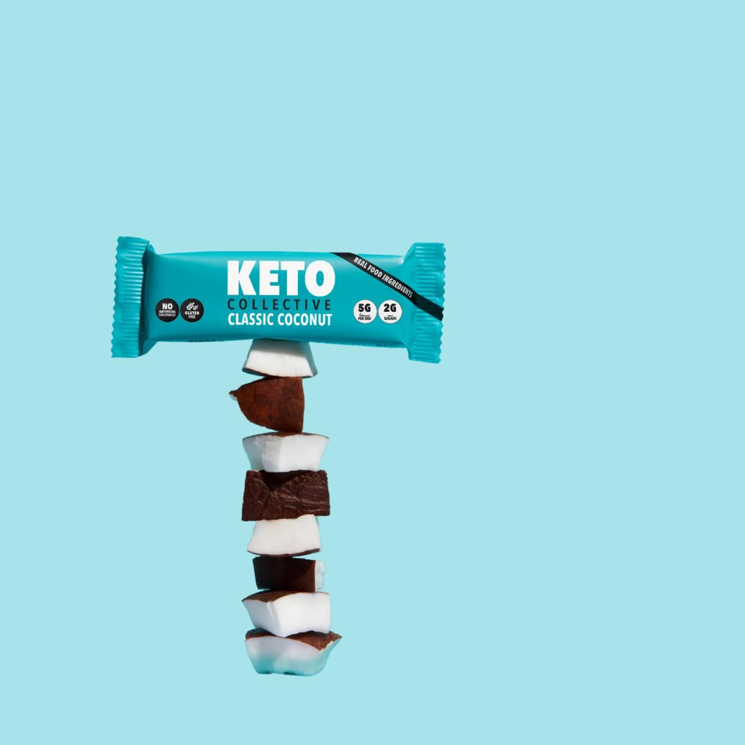 Keto Collective Barres Keto - NOUVELLE RECETTE - 15x40g | 3g de Glucides Nets | Snacks Cetogene | Haute en Fibres | Ingrédients Naturels | Snacks Keto | Sans Gluten | Vegan