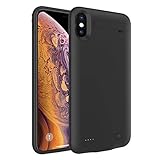 iPhone XS Max Battery Case, AUYOO 5200mAh Ultra-Thin iPhone XS Max Charger Case with Kickstand Charging Case Portable Rechargeable Extended Battery Pack Cover for Apple iPhone XS Max (6.5inch) -Black