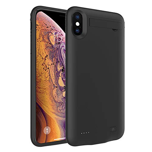 iPhone XS Max Battery Case, SNSOU 5200mAh Ultra-Thin iPhone XS Max Charger Case with Kickstand Charging Case Portable Rechargeable Extended Battery Pack for Apple iPhone XS Max (6.5inch) -Black