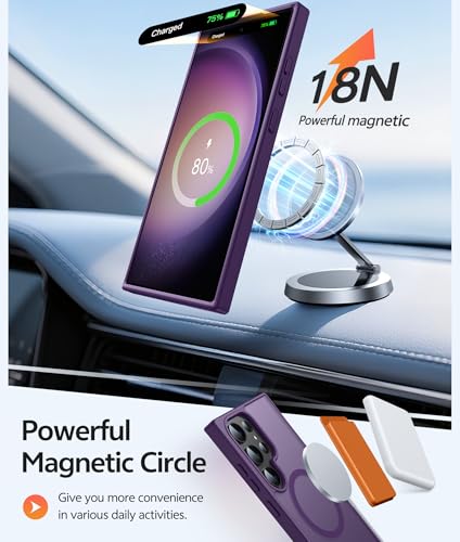 Image of FNTCASE for Samsung Galaxy S23 Ultra Case: [Fit for Magsafe] Magnetic Translucent Matte Anti-Fingerprint Cell Phone Cover Military Grade Shockproof Protective Case