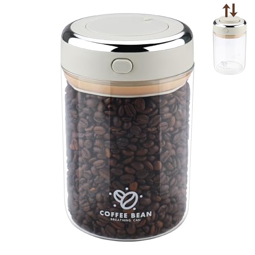 Zosenyer Bote Café Hermético, 1100ml Dispensador Cafe Molido, Recipiente para Grano, Té y Nueces, Tarros Cristal con Tapa para Hogar, Oficina y Cafetería