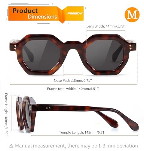 FEISEDY Octagon Sunglasses for Women - Thick Frame Fashion Rectangle Sun Glasses - Summer UV400 Protection4