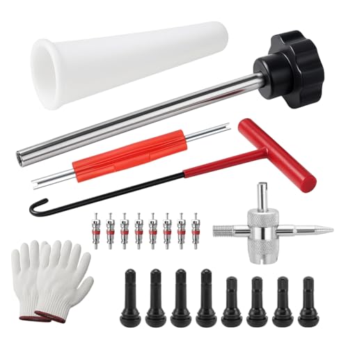 Image of 23PCS Tire Valve Stem Tool Kit Replacement Installation Set Red