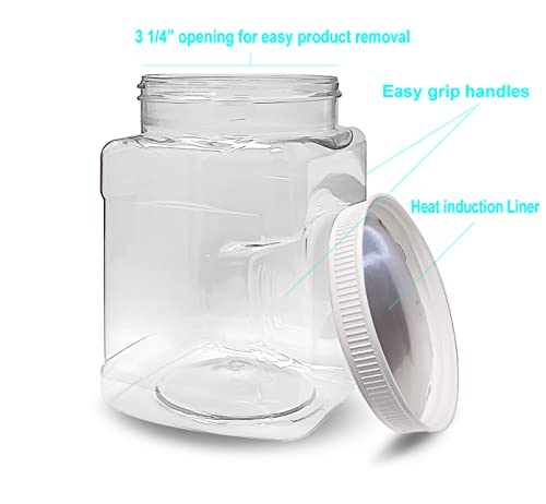 Ljdeals 32 Oz Clear Plastic Storage Containers Jars With Lids, Pack Of 4, Easy Grip Handles, Bpa Free, Food Safe, Made In Usa #TOP6