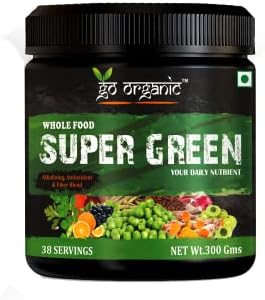 Go Organic Super Greens Powder (300g) | Organic Superfoods with Spirulina & Chlorella | Gluten-Free, Plant-Based Nutrition Drink for Immunity & Energy (Pack of 1)