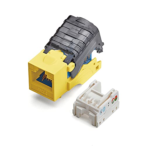 TRUE CABLE Cat6A Toolless Keystone Jack Unshielded (UTP) PoE++ (4PPoE) 100W UL Listed ETL Verified ANSI/TIA Certified Modular RJ45 Female Yellow 2 Pack