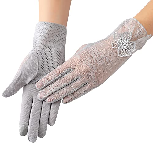Guantes de encaje gris para novia e invitada de boda, el accesorio floral ideal para ópera o fiesta